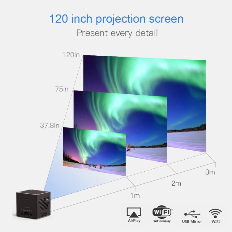 C80 DLP portable HD Projector 120-inch Giant Screen Projector Blu-ray 4K, Android 7.1.2, 2GB + 16GB UK Plug