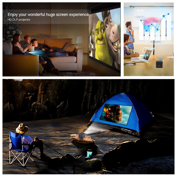 C80 DLP portable HD Projector 120-inch Giant Screen Projector Blu-ray 4K, Android 7.1.2, 2GB + 16GB UK Plug