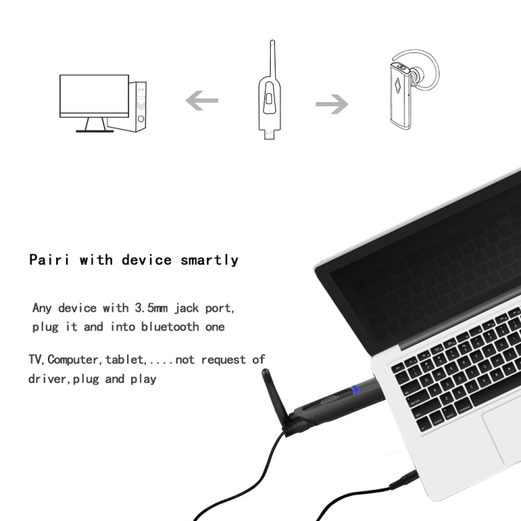 B25 CSR Bluetooth 5.0 with Antenna One to Two Transmitter USB Powered Wireless Transmitter