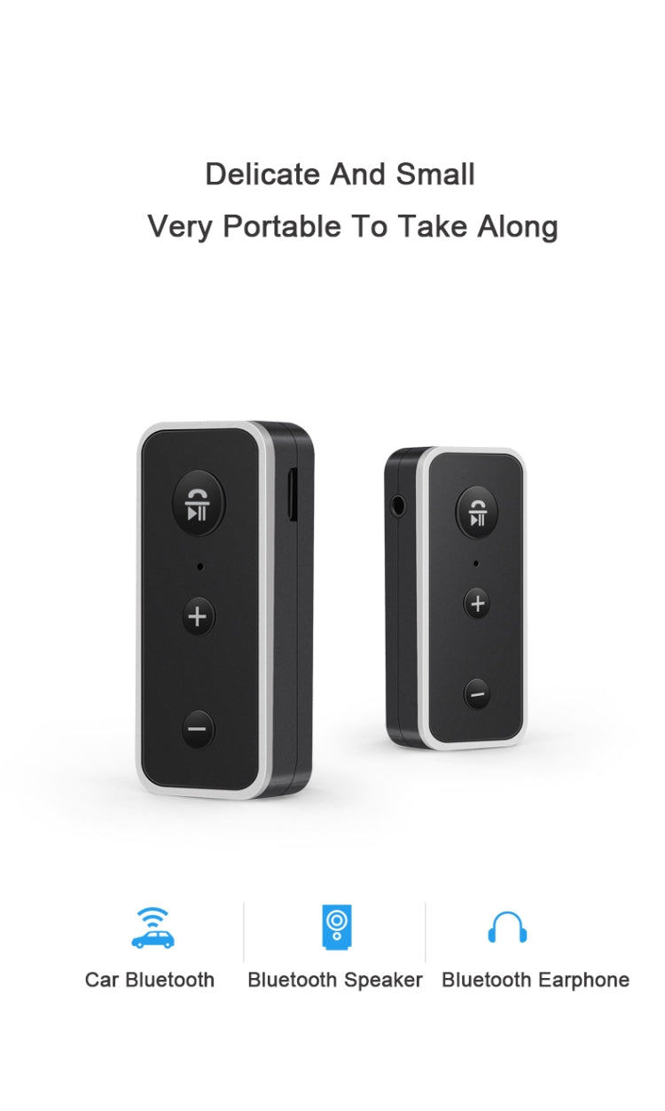 Bluetooth 5.0 Audio Receiver 3.5mm AUX Car Speaker Headphones Universal One to Two Talk