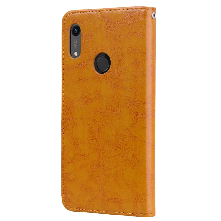 Business Style Oil Wax Texture Horizontal Flip Leather Case for Huawei Honor 8A (with Fingerprint Hole), with Holder & Card Slots & Wallet