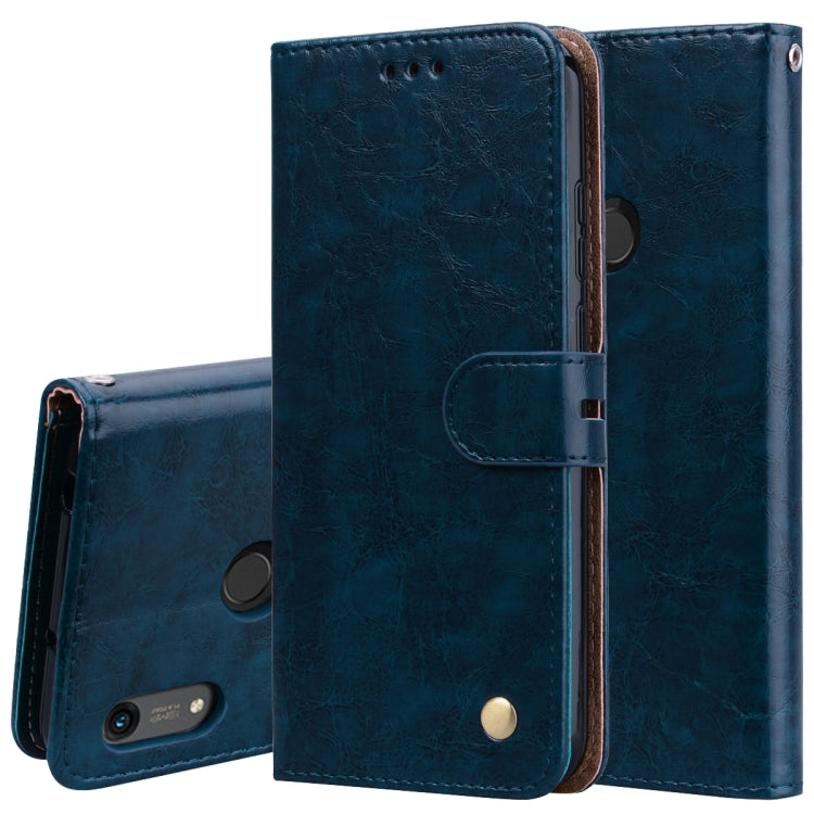 Business Style Oil Wax Texture Horizontal Flip Leather Case for Huawei Honor 8A (with Fingerprint Hole), with Holder & Card Slots & Wallet