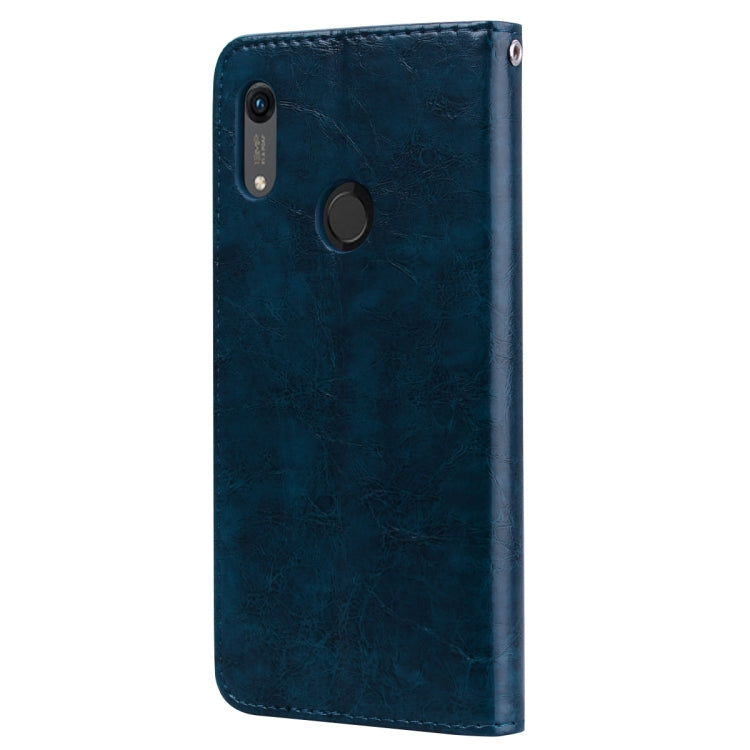 Business Style Oil Wax Texture Horizontal Flip Leather Case for Huawei Honor 8A (with Fingerprint Hole), with Holder & Card Slots & Wallet