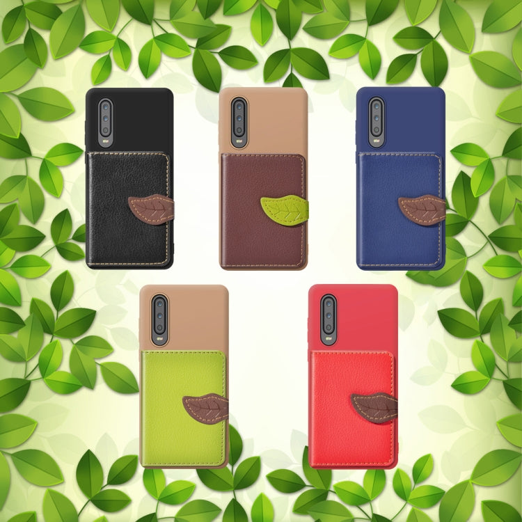 Leaf Buckle Litchi Texture Card Holder PU + TPU Case for Huawei P30, with Card Slot & Holder & Wallet & Photo Frame
