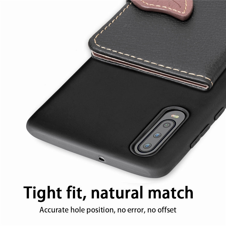 Leaf Buckle Litchi Texture Card Holder PU + TPU Case for Huawei P30, with Card Slot & Holder & Wallet & Photo Frame