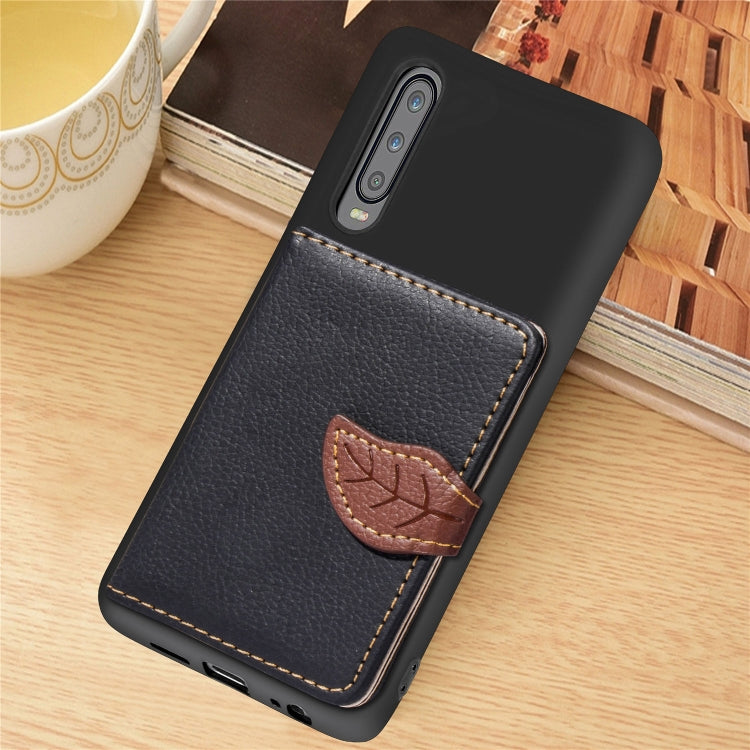 Leaf Buckle Litchi Texture Card Holder PU + TPU Case for Huawei P30, with Card Slot & Holder & Wallet & Photo Frame