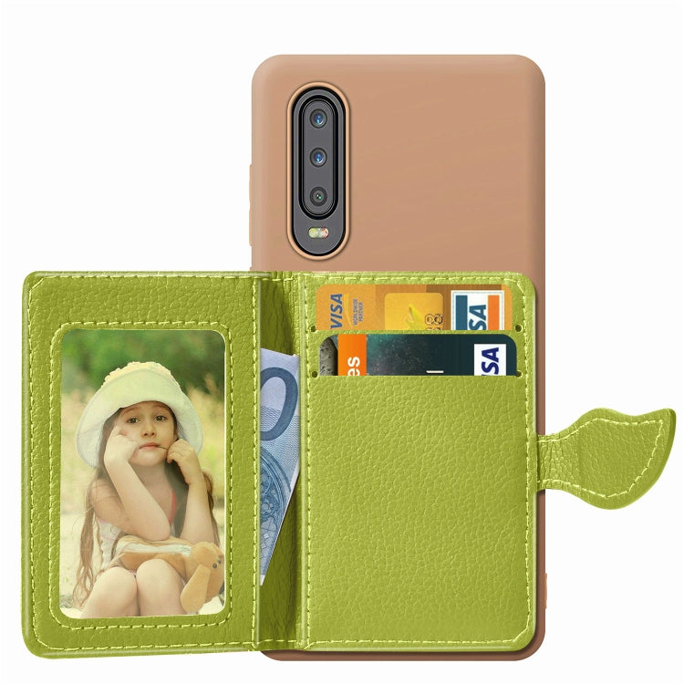 Leaf Buckle Litchi Texture Card Holder PU + TPU Case for Huawei P30, with Card Slot & Holder & Wallet & Photo Frame