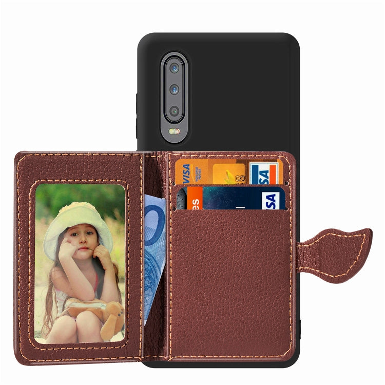 Leaf Buckle Litchi Texture Card Holder PU + TPU Case for Huawei P30, with Card Slot & Holder & Wallet & Photo Frame