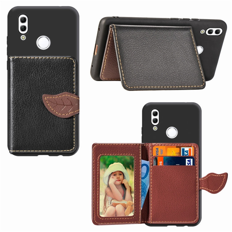 Leaf Buckle Litchi Texture Card Holder PU + TPU Case for Huawei Honor 10 Lite / P Smart 2019, with Card Slot & Holder & Wallet & Photo Frame