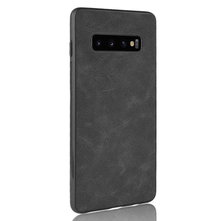 Sheep Skin PU + PC  + TPU Shockproof Case for Galaxy S10+(Black)