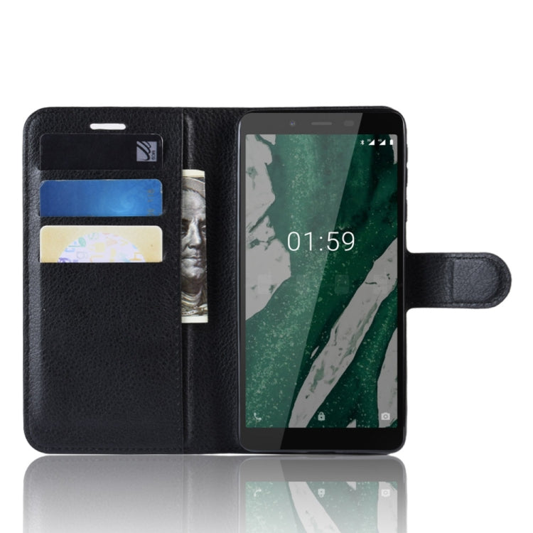 Litchi  Texture Horizontal Flip PU Leather Case for Nokia 1 Plus, with with Card Slot & Holder & Wallet