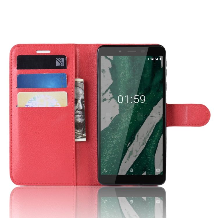 Litchi  Texture Horizontal Flip PU Leather Case for Nokia 1 Plus, with with Card Slot & Holder & Wallet