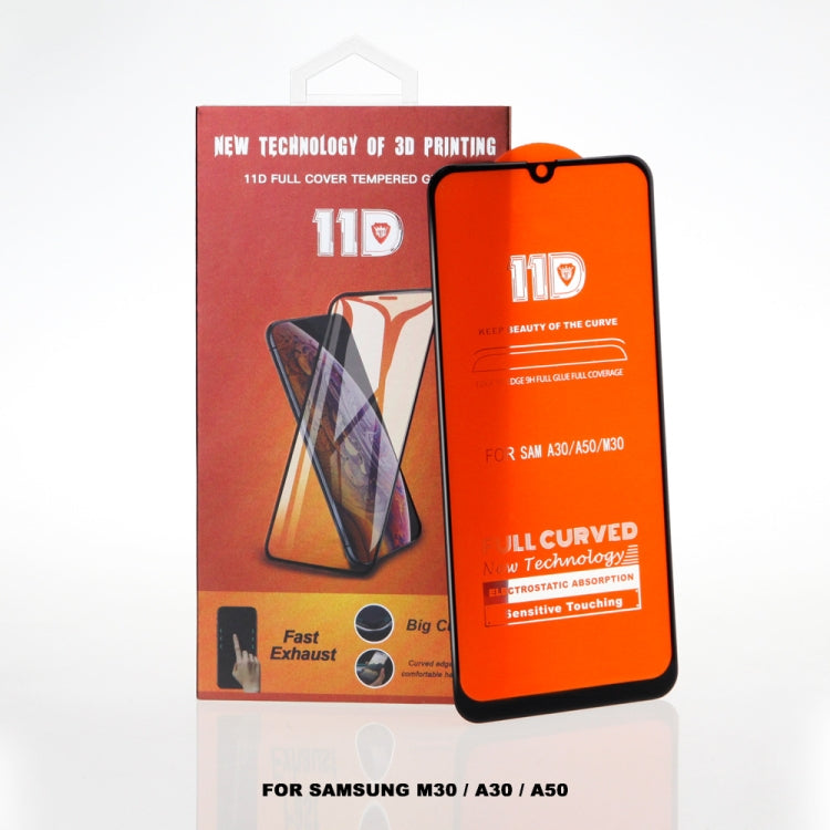 11D Anti-Scratch Anti-Fall Tempered Glass Screen Film for Galaxy M30 / A30 / A50 ï¼ˆBlackï¼‰(Black)