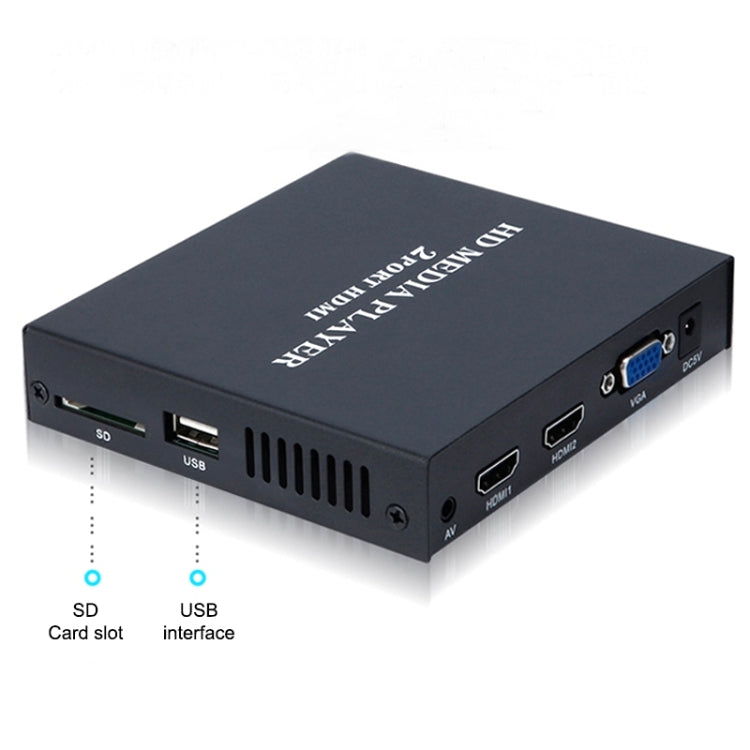 2 Ports HDMI HD Player 1080P Boot Automatic Circulation Advertising Demonstration Machine Distributor Code Flow Meter, US Plug