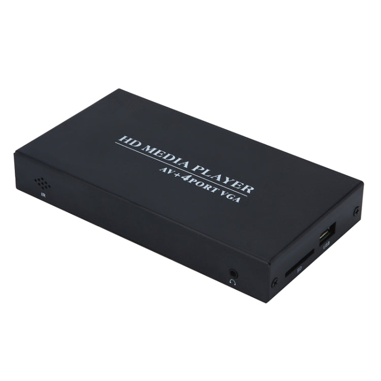 HD Hard Disk Player 4-way VGA Output 1080P MKV Video AD Player Distributor Code Flow Meter, US Plug
