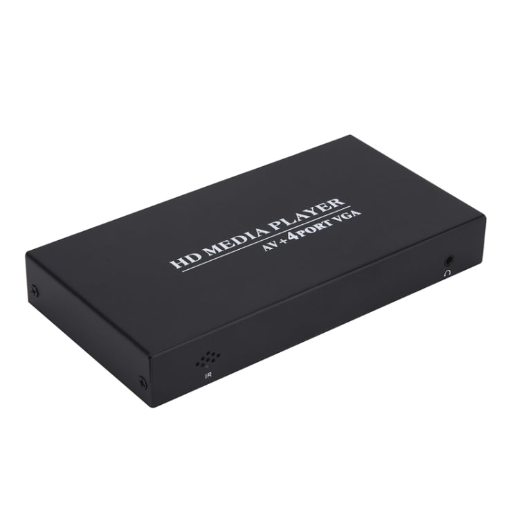 HD Hard Disk Player 4-way VGA Output 1080P MKV Video AD Player Distributor Code Flow Meter, US Plug