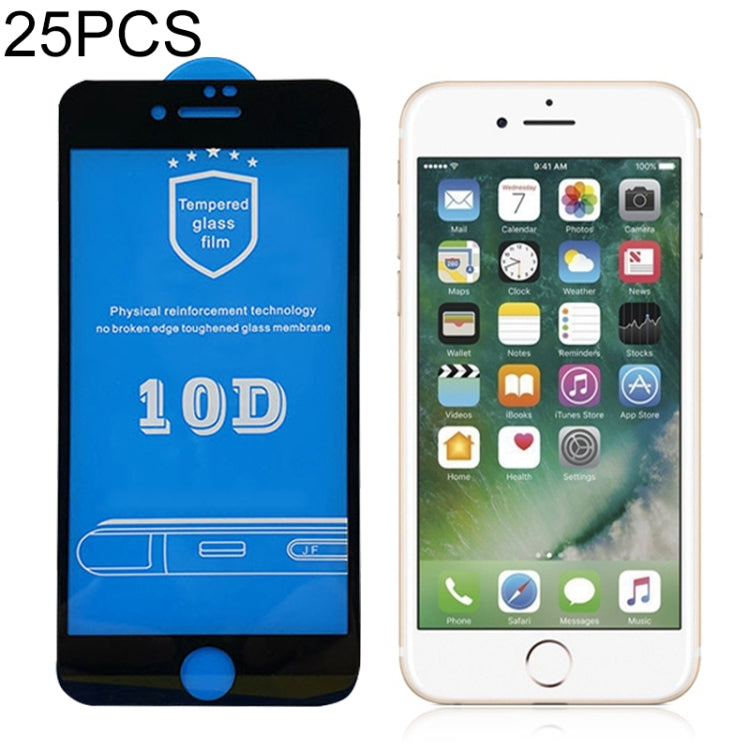 25 PCS 2.5D Full Glue Silk Print Tempered Glass Film for iPhone 7 & 8(Black)