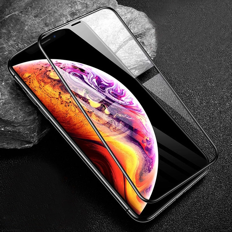 For iPhone XS Max 25pcs 10D Full Glue Silk Print Tempered Glass Film(Black)