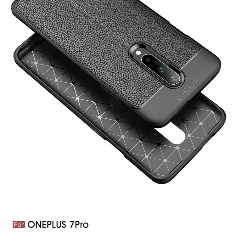 Litchi Texture TPU Shockproof Case for OnePlus 7 Pro(Black)