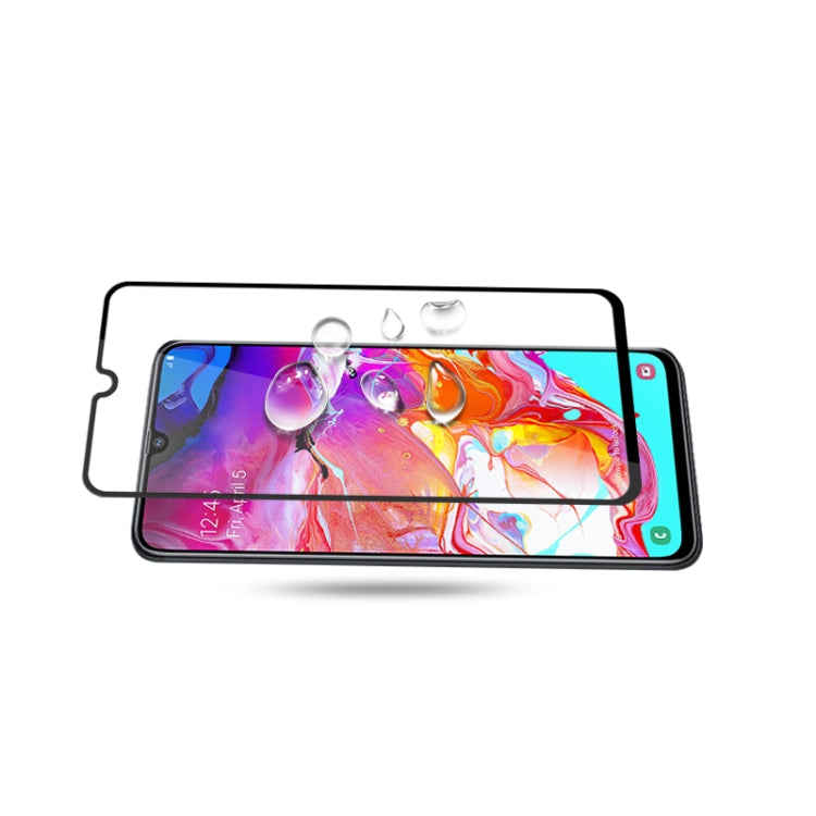 mocolo 0.33mm 9H 2.5D Full Glue Silk Print Tempered Glass Film for Galaxy A70, Support Fingerprint Unlock(Black)