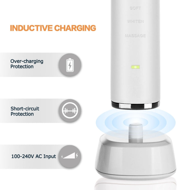 IPX7 Waterproof Rechargeable Adult Sonic Pulse Electric Toothbrush,  US Plug
