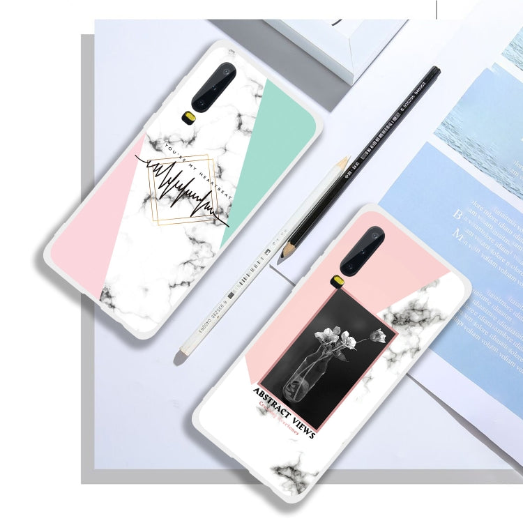 Moon Text Semi-transparent TPU Marble Phone Case for Huawei P30