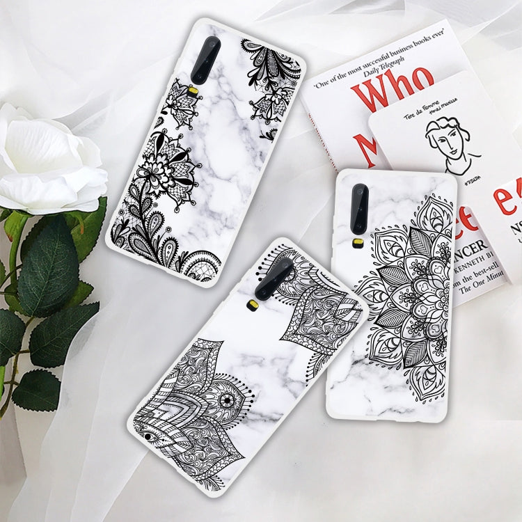 Black and White Text Matte Semi-transparent TPU Marble Mobile Phone Case for Huawei P30