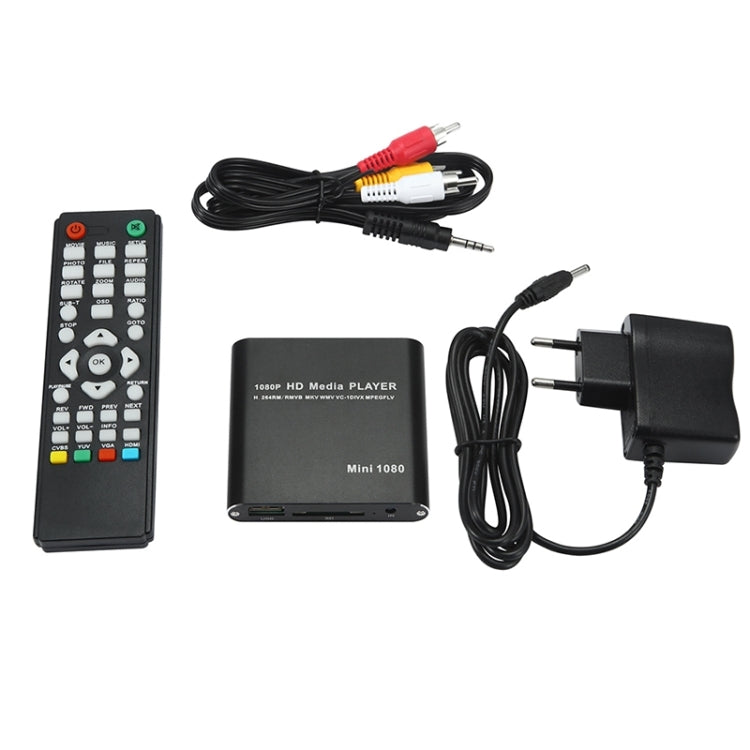 MINI 1080P Full HD Media USB HDD SD/MMC Card Player Box, EU Plug