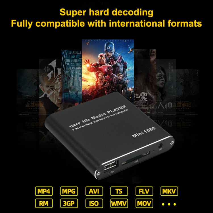 MINI 1080P Full HD Media USB HDD SD/MMC Card Player Box, UK Plug