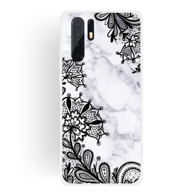 Lace Flower Matte Semi-transparent TPU Marble Mobile Phone Case for Huawei P30 Pro