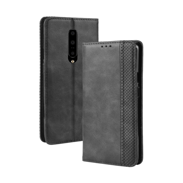 Magnetic Buckle Retro Crazy Horse Texture Horizontal Flip Leather Case for OnePlus 7 Pro, with Holder & Card Slots & Photo Frame