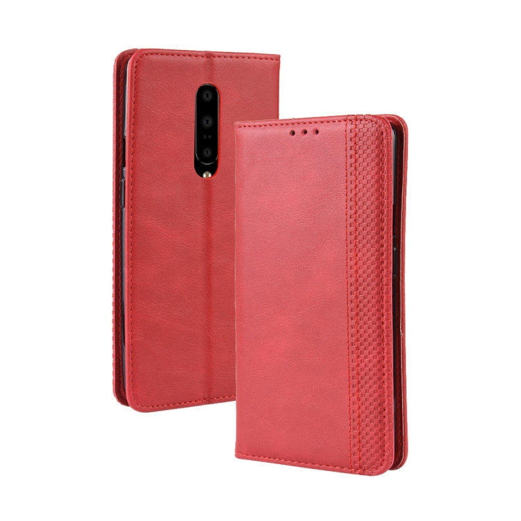 Magnetic Buckle Retro Crazy Horse Texture Horizontal Flip Leather Case for OnePlus 7 Pro, with Holder & Card Slots & Photo Frame