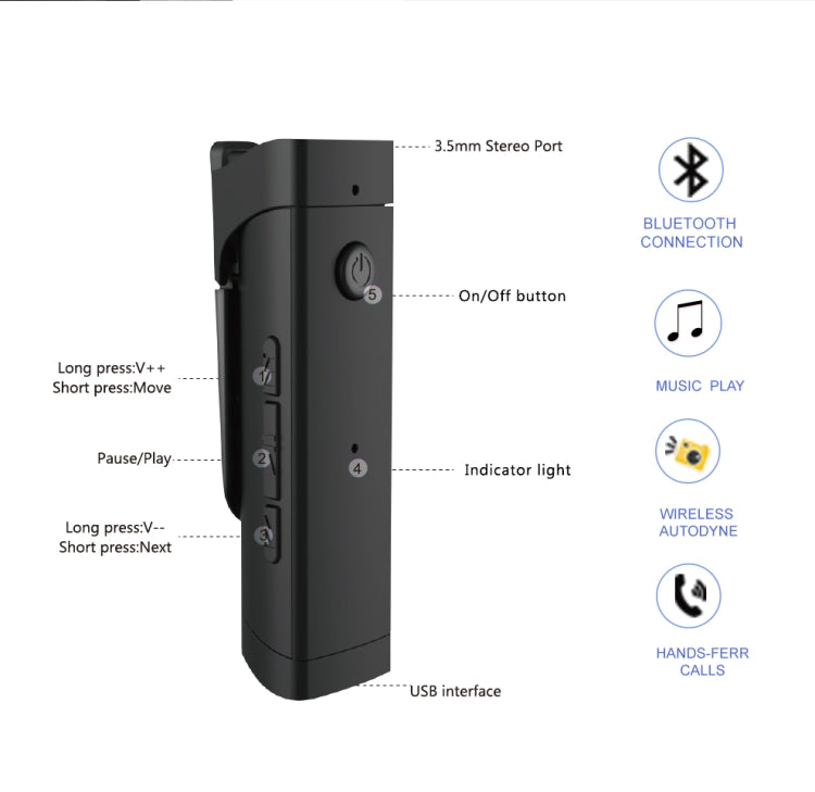 Mini sports collar-clip bluetooth audio receiver wired headset bluetooth headset