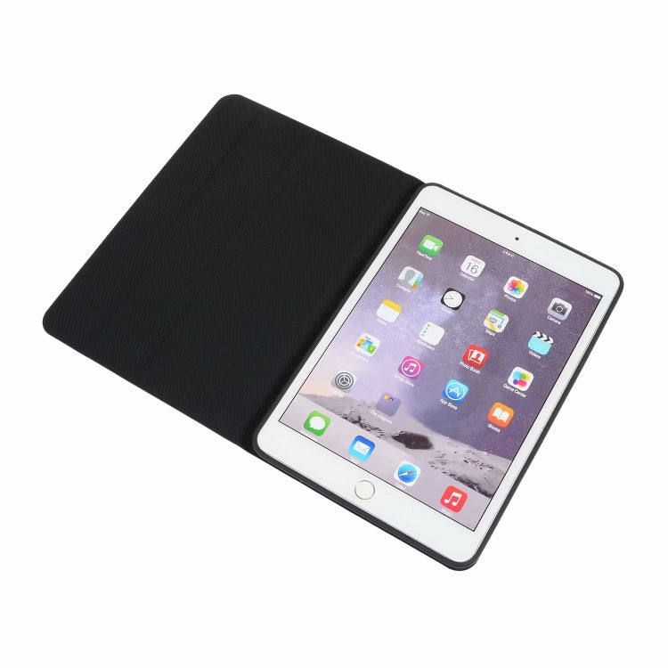 iPad Mini 1 / Mini 2 / Mini 3 Fabric Texture Horizontal Left and Right Open Solid Leather Case with Sleep Belt Bracket