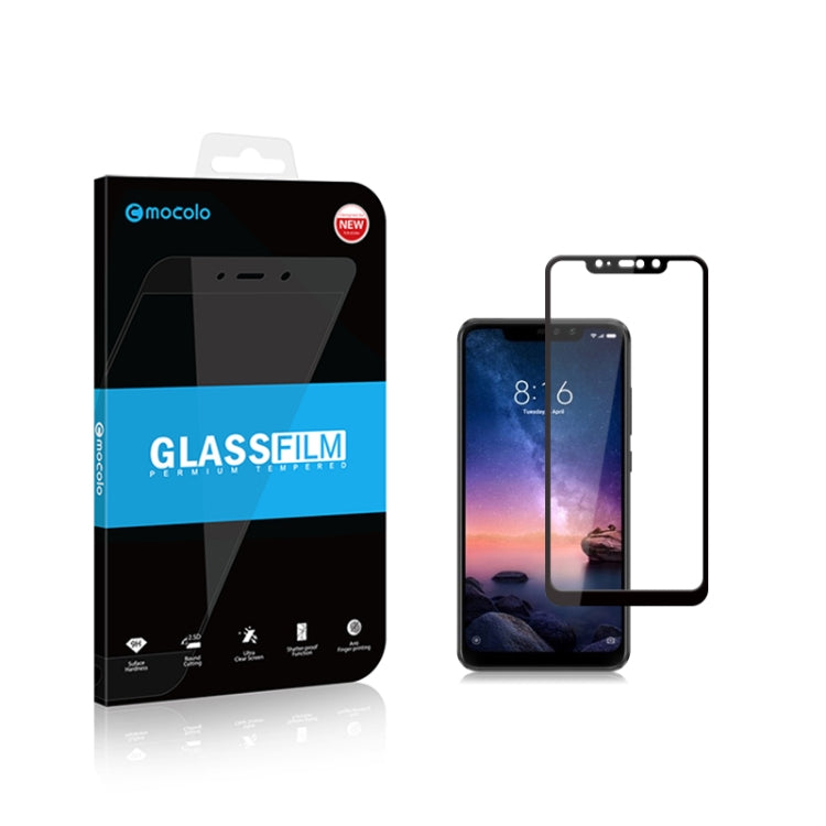 2 PCS mocolo 0.33mm 9H 2.5D Silk Print Tempered Glass Film for Xiaomi Redmi Note 6 Pro