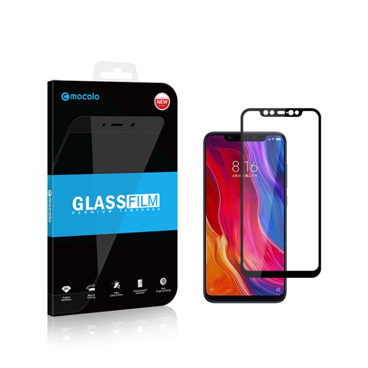 2 PCS mocolo 0.33mm 9H 2.5D Silk Print Tempered Glass Film for Xiaomi Mi 8