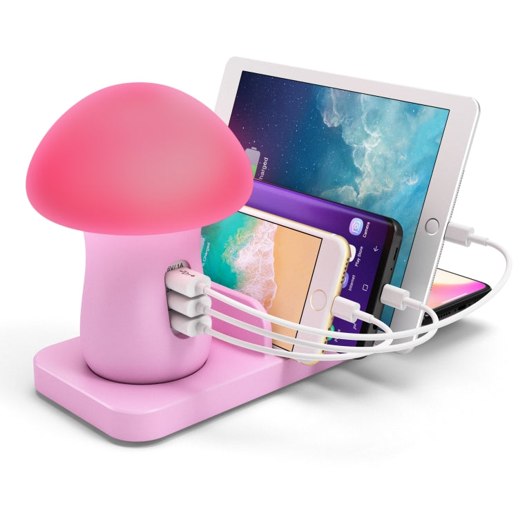 HQ-UD12 Multi-port USB Small Grinding Lamp Multi-function QC 3.0 Wireless Charging Stand Small Night Light ç¾Žè§„ Pink