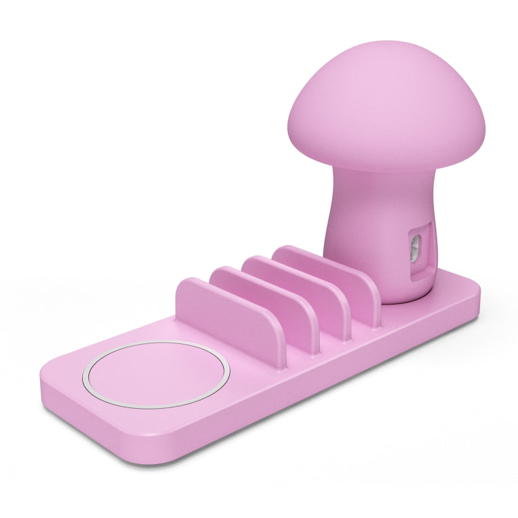 HQ-UD12 Multi-port USB Small Grinding Lamp Multi-function QC 3.0 Wireless Charging Stand Small Night Light æ¬§è§„ Pink