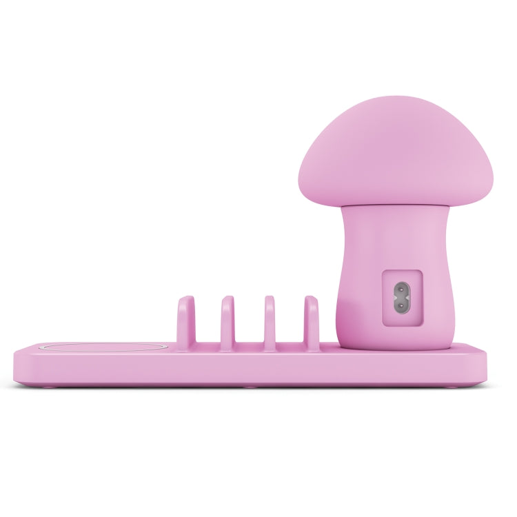 HQ-UD12 Multi-port USB Small Grinding Lamp Multi-function QC 3.0 Wireless Charging Stand Small Night Light æ¾³è§„ Pink