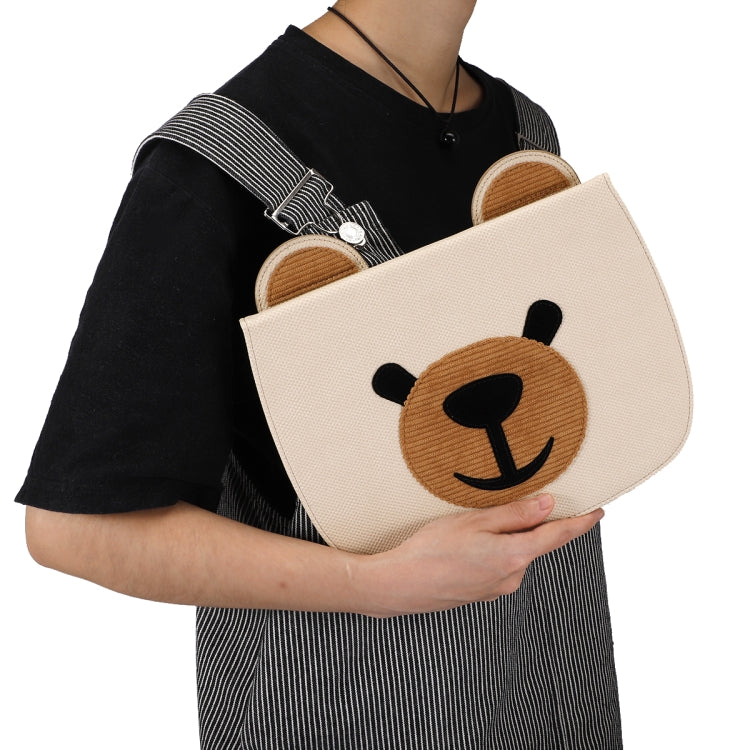 Cute Bear Embroidered Horizontal Flipped Leather Sleeve for iPad Mini 1 & Mini 2 & Mini 3 & Mini 4 & Mini 5, with Bracket-Dormancy