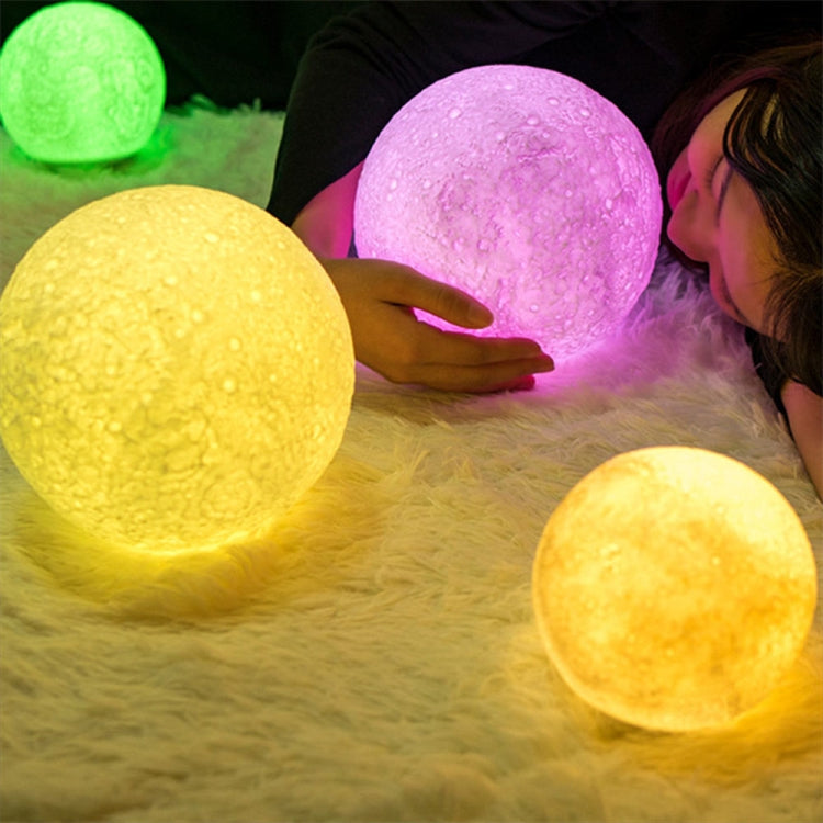 YouOKLight 16-colors LED 3D Print Moon Light Night Lamp with Stand & Remote Control, Diameter: 15cm