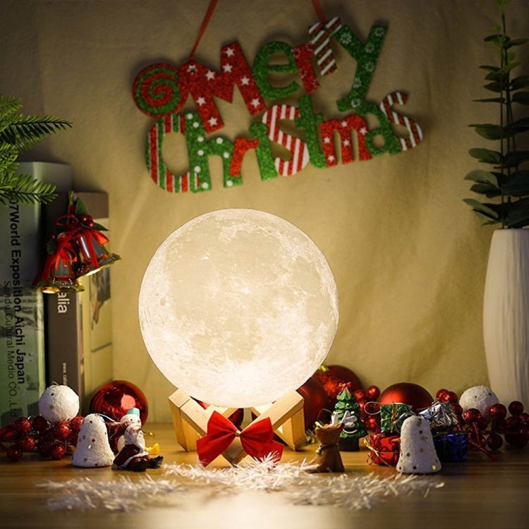 YouOKLight 16-colors LED 3D Print Moon Light Night Lamp with Stand & Remote Control, Diameter: 15cm