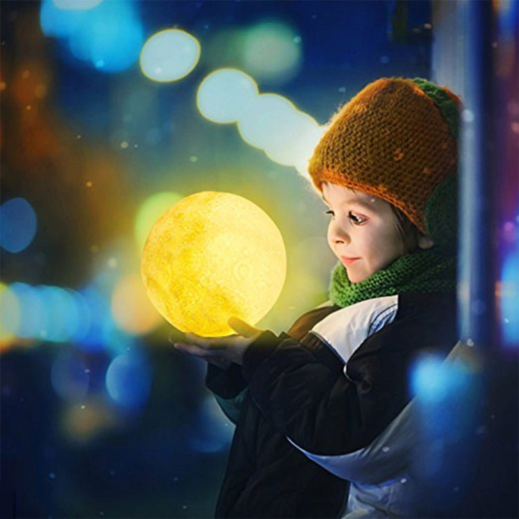 YouOKLight 16-colors LED 3D Print Moon Light Night Lamp with Stand & Remote Control, Diameter: 15cm