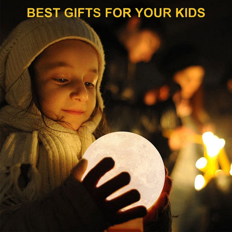 YouOKLight 16-colors LED 3D Print Moon Light Night Lamp with Stand & Remote Control, Diameter: 15cm