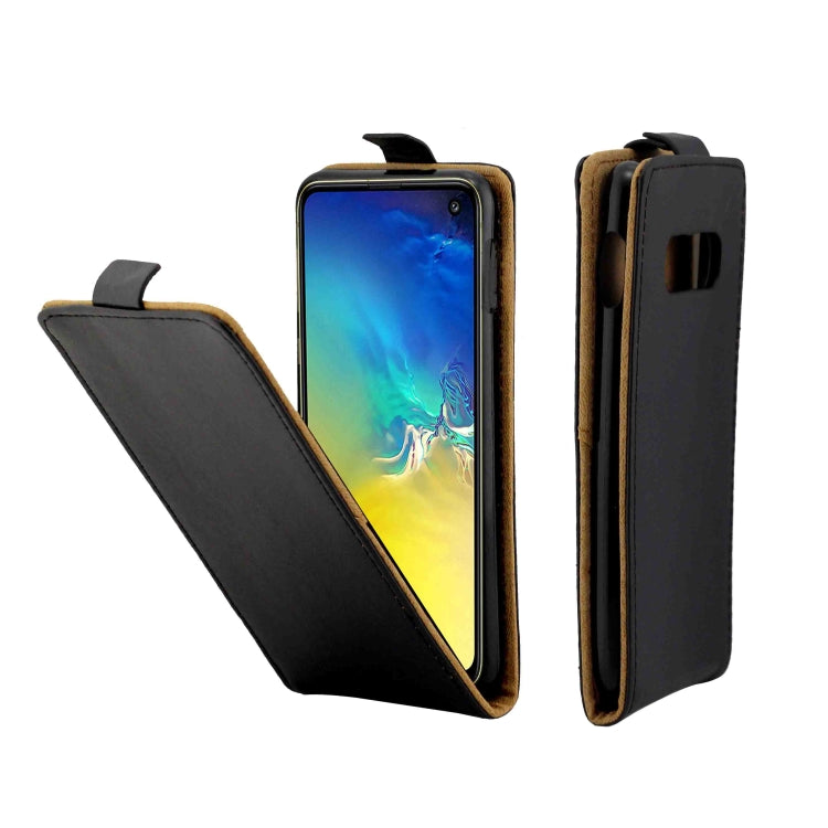 Business Style Vertical Flip TPU Leather Case with Card Slot for Galaxy S10e(Black)