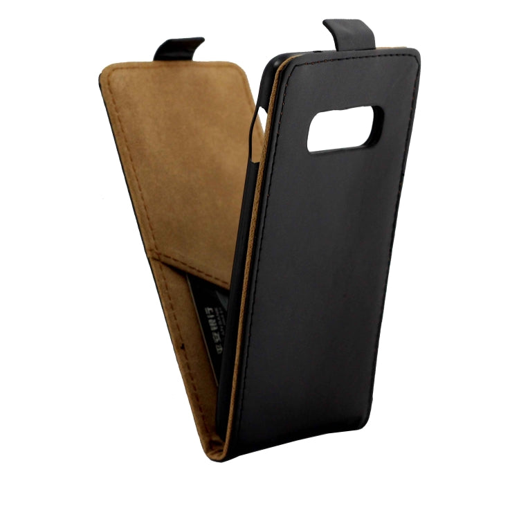 Business Style Vertical Flip TPU Leather Case with Card Slot for Galaxy S10e(Black)