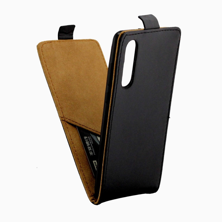 Business Style Vertical Flip TPU Leather Case with Card Slot for Huawei P30(Black)