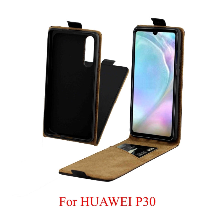 Business Style Vertical Flip TPU Leather Case with Card Slot for Huawei P30(Black)