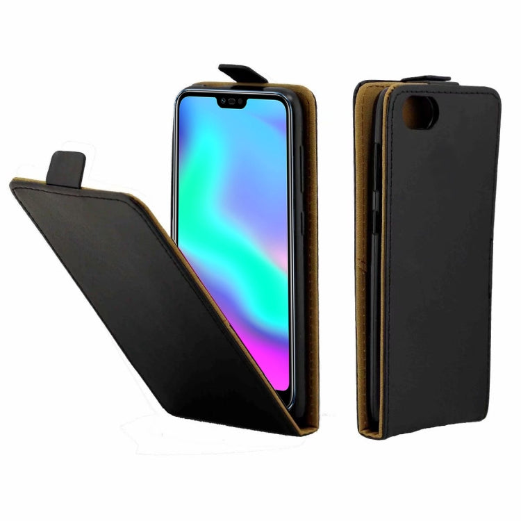Business Style Vertical Flip TPU Leather Case with Card Slot for Huawei Honor 10(Black)