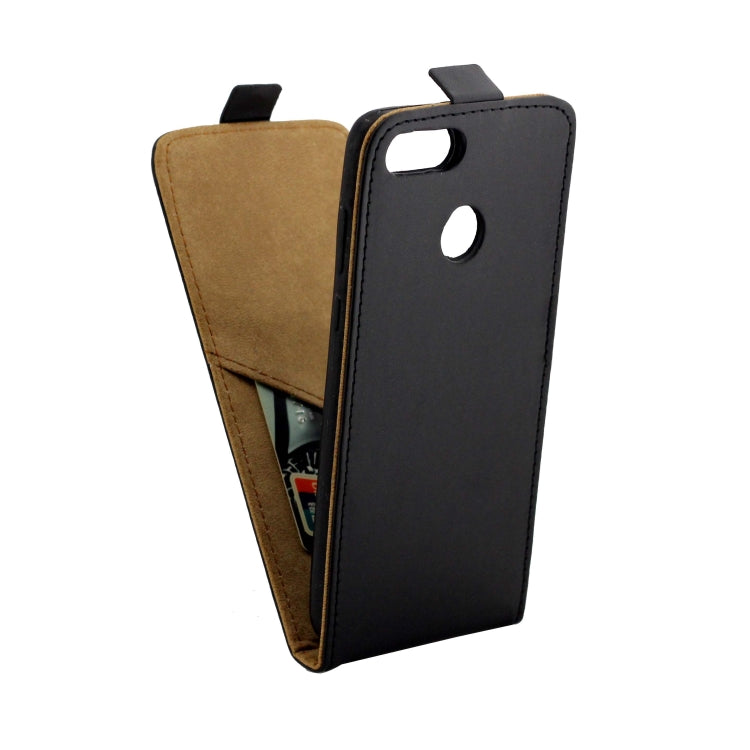 Business Style Vertical Flip TPU Leather Case with Card Slot for Huawei Y9(2018) / Enjoy 8 Plus(Black)